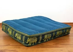 Kapok Bodensitzkissen, Deluxe (Hellblau/Elefanten Seide)
