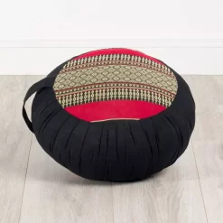 Kapok Zafukissen Mit Falten (Schwarz/Rot)