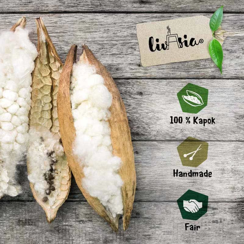 Kapok Stützkissen, Deluxe (Schwarz/Grün/Elefanten Seide) – Bild 4