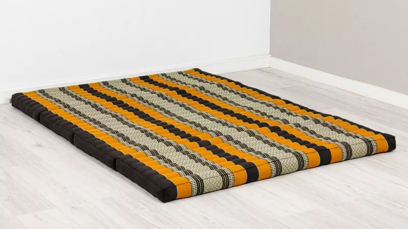 Kapok Klappmatratze, 140 Cm Breit, Classic (Schwarz/Orange)
