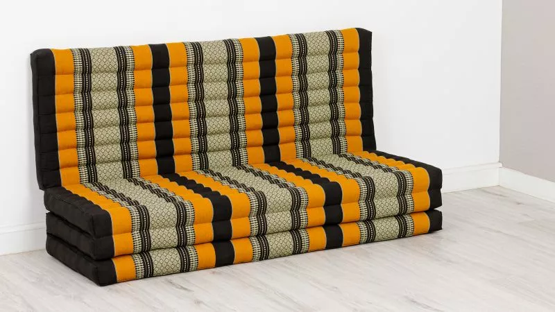 Kapok Klappmatratze, 140 Cm Breit, Classic (Schwarz/Orange) – Bild 2