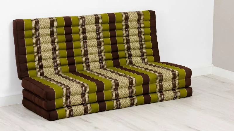 Kapok Klappmatratze, 140 Cm Breit, Classic (Braun/Grün) – Bild 2