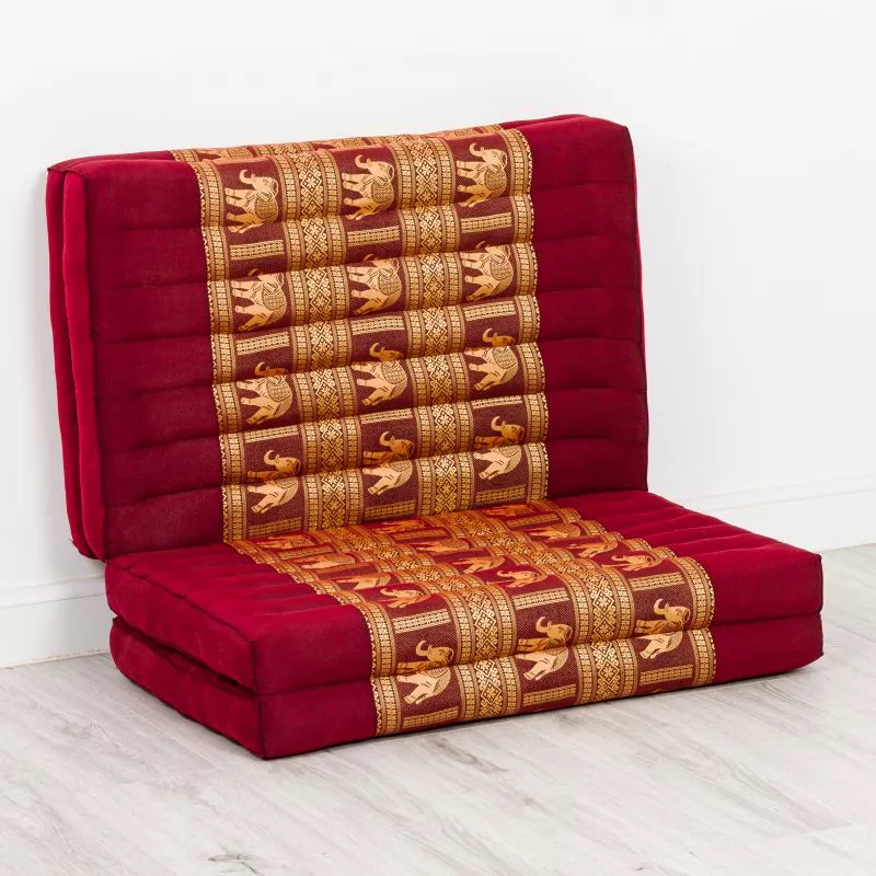 Kapok Klappmatratze, 80 Cm Breit, Deluxe (Rot/Elefanten Seide) – Bild 2