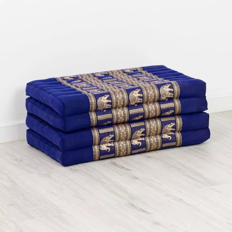 Kapok Klappmatratze, 80 Cm Breit, Deluxe (Blau/Elefanten Seide) – Bild 3