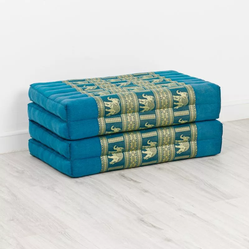 Kapok Klappmatratze, 80 Cm Breit, Deluxe (Hellblau/Elefanten Seide) – Bild 3