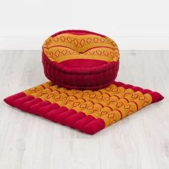 Kapok Meditationskissen Set L (Rot/Gelb)