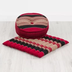 Kapok Meditationskissen Set L (Rot/Schwarz)