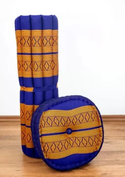 Kapok Meditationskissen Set XL (Blau/Gelb)