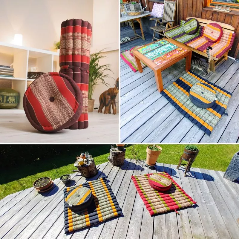 Kapok Meditationskissen Set XL (Schwarz/Rot) – Bild 6