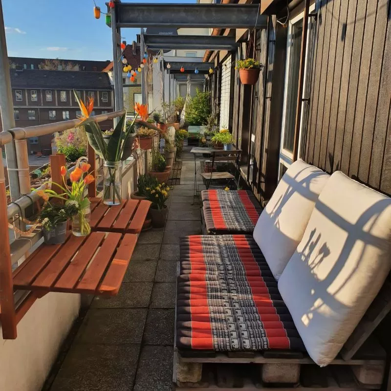 Kapok Steppkissen 35 Cm (Weinrot) – Bild 2