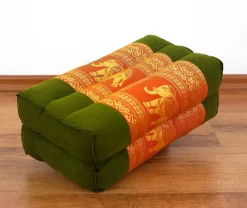 Kapok Stützkissen, Deluxe (Grün/Orange/Elefanten Seide)
