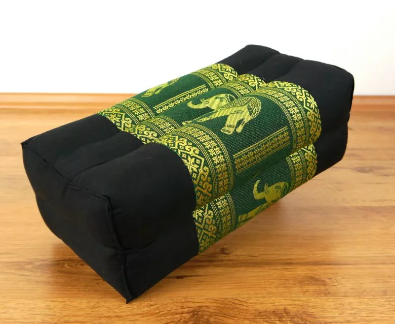 Kapok Stützkissen, Deluxe (Schwarz/Grün/Elefanten Seide)