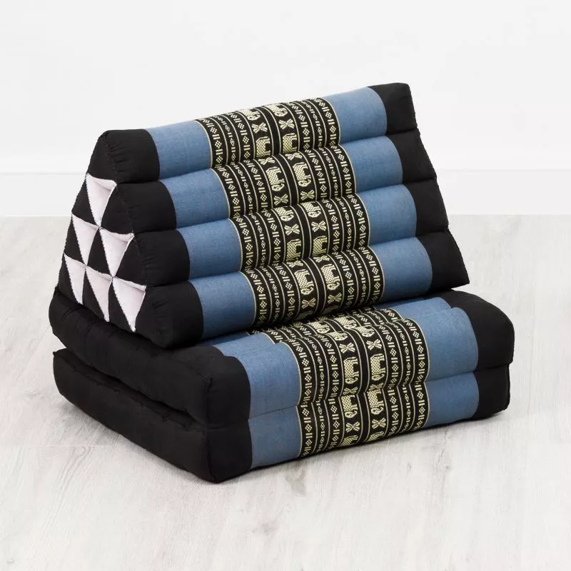 Kapok Thaikissen 2 Auflagen (Blau/Elefanten) – Bild 3