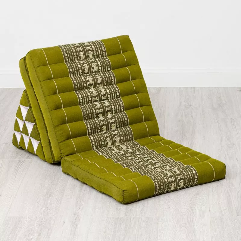 Kapok Thaikissen 3 Auflagen, Classic (Grün/Elefanten) – Bild 2