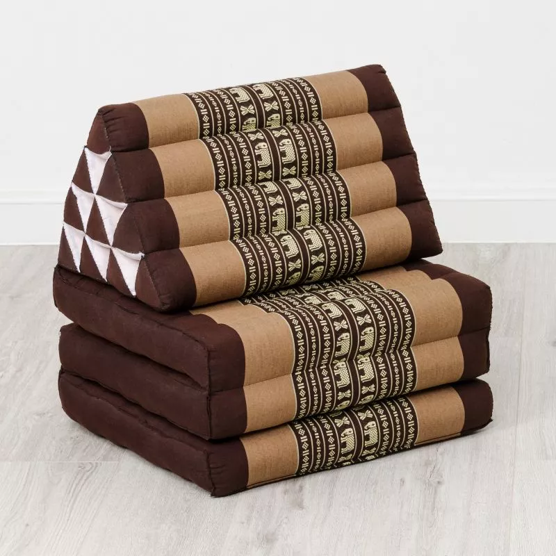 Kapok Thaikissen 3 Auflagen, Classic (Braun/Elefanten) – Bild 3