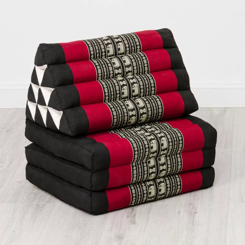 Kapok Thaikissen 3 Auflagen, Classic (Schwarz/Elefanten) – Bild 3