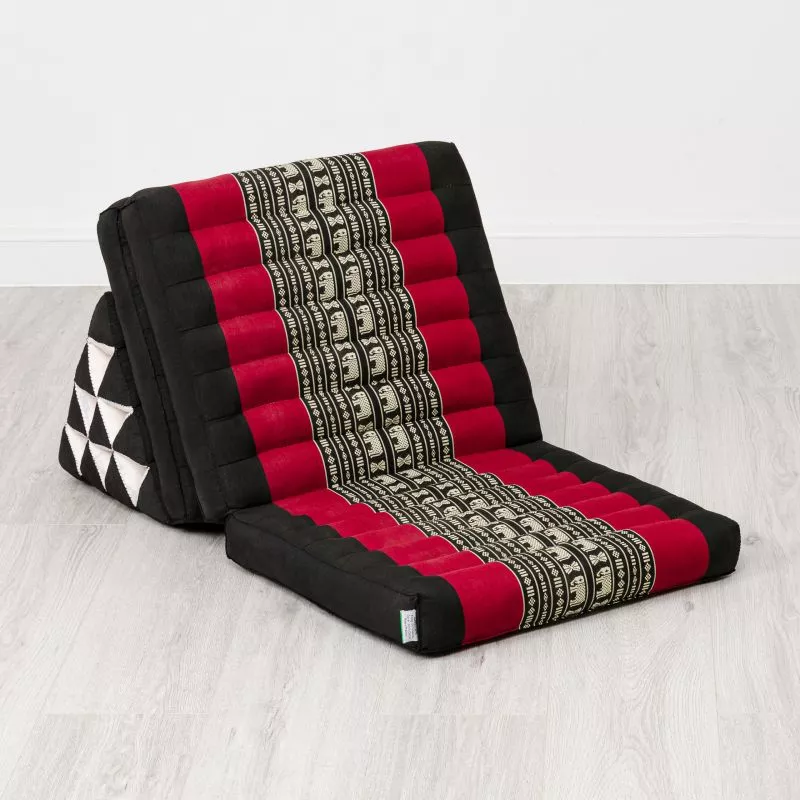 Kapok Thaikissen 3 Auflagen, Classic (Schwarz/Elefanten) – Bild 2