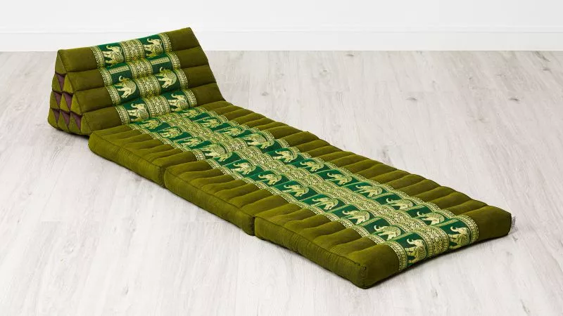 Kapok Thaikissen 3 Auflagen, Deluxe (Grün/Elefanten Seide)