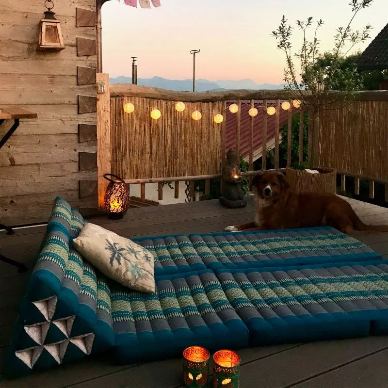 Kapok Thaikissen 3 Auflagen, Classic (Schwarz/Elefanten) – Bild 4