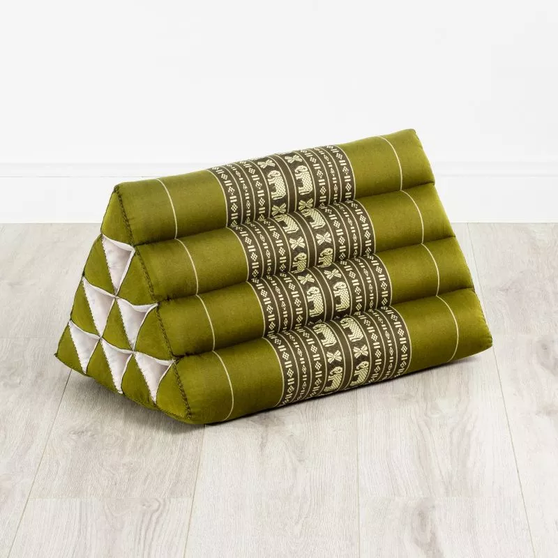 Kapok Dreieckskissen, Classic (Grün/Elefanten)