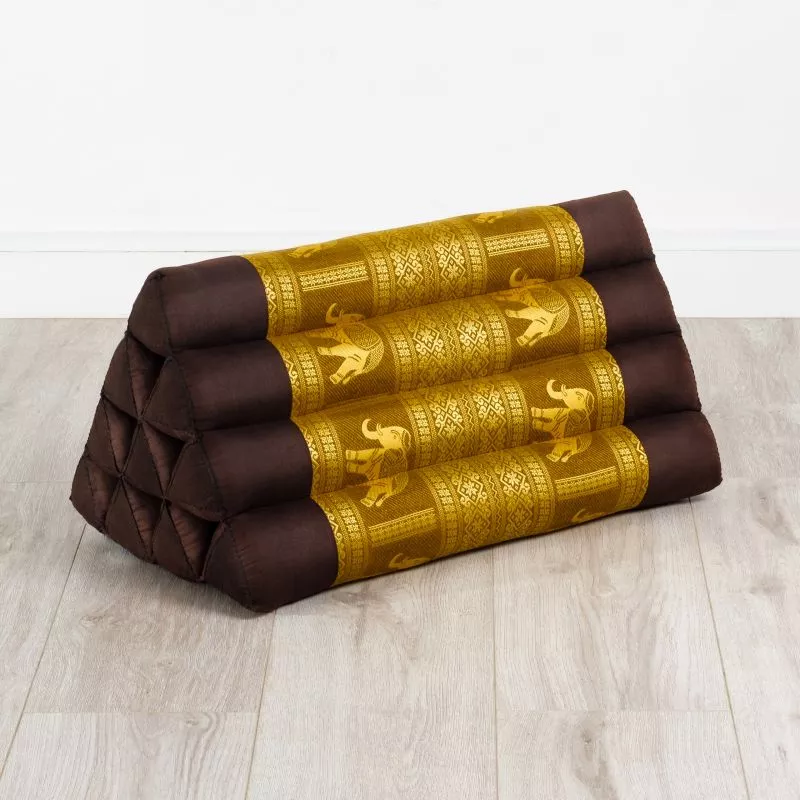 Kapok Dreieckskissen, Deluxe (Braun/Elefanten Seide)