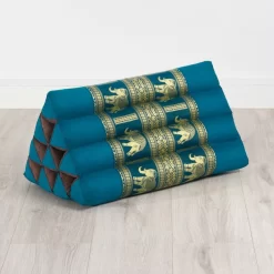Kapok Dreieckskissen, Deluxe (Hellblau/Elefanten Seide)