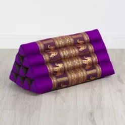 Kapok Dreieckskissen, Deluxe (Lila/Elefanten Seide)