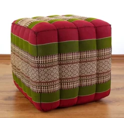 Kapok Würfelkissen (Rot/Grün)