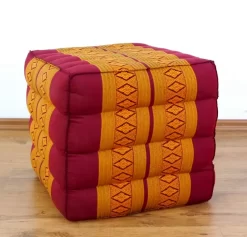 Kapok Würfelkissen (Rot/Gelb)