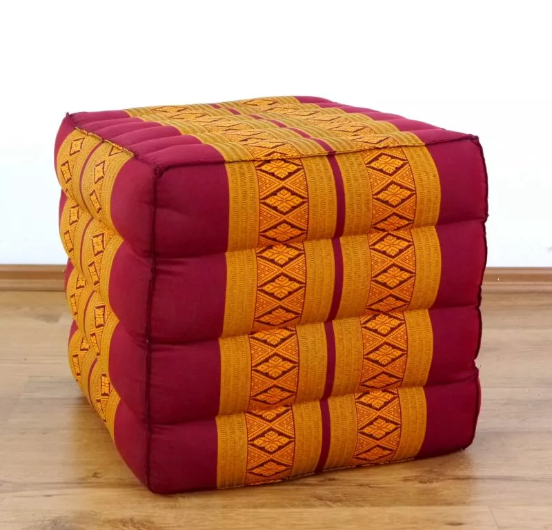 Kapok Würfelkissen (Rot/Gelb)