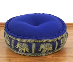 Kapok Zafukissen Groß, Deluxe (Blau/Elefanten Seide)