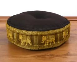 Kapok Zafukissen Groß, Deluxe (Braun/Gold/Elefanten Seide)