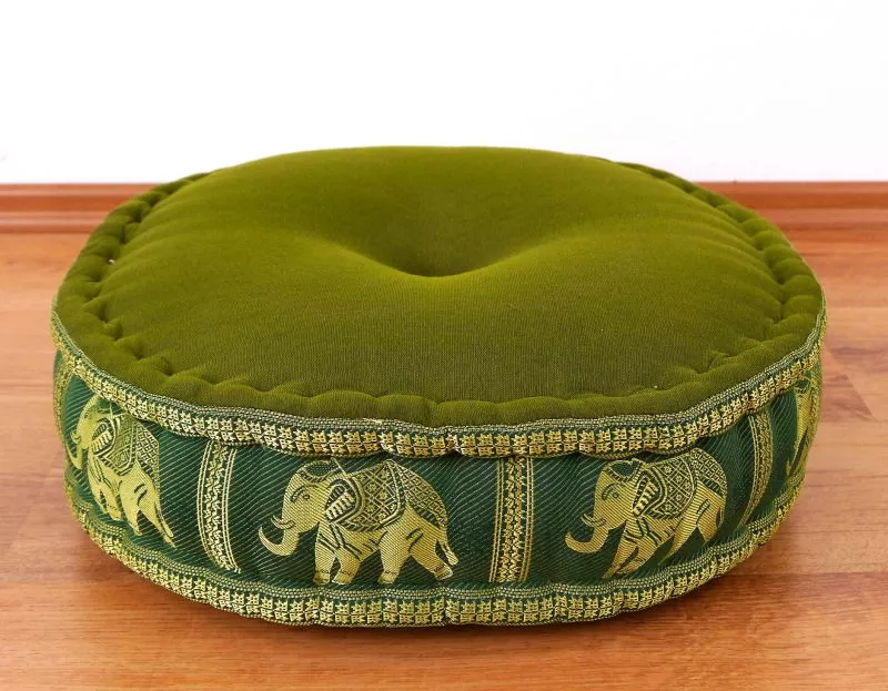 Kapok Zafukissen Groß, Deluxe (Grün/Elefanten Seide)