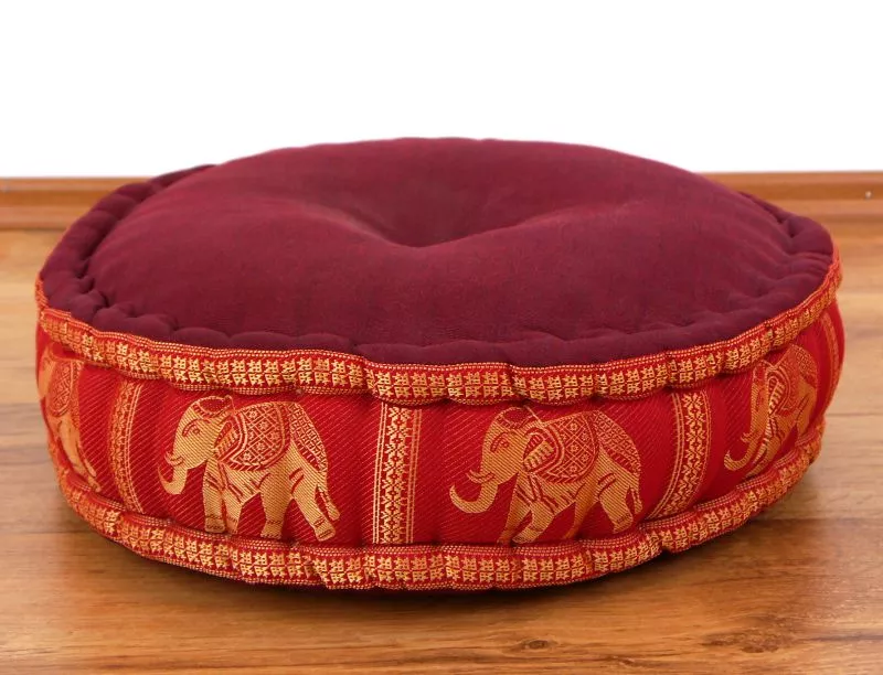 Kapok Zafukissen Groß, Deluxe (Hellrot/Elefanten Seide)