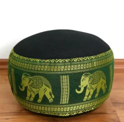 Kapok Zafukissen Klein, Deluxe (Schwarz/Grün/Elefanten Seide)