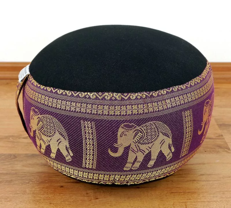 Kapok Zafukissen Klein, Deluxe (Schwarz/Lila/Elefanten Seide)