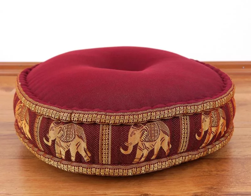Kapok Zafukissen Groß, Deluxe (Rot/Elefanten Seide)