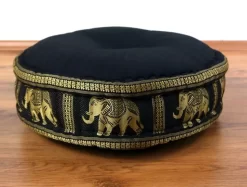 Kapok Zafukissen Groß, Deluxe (Schwarz/Elefanten Seide)