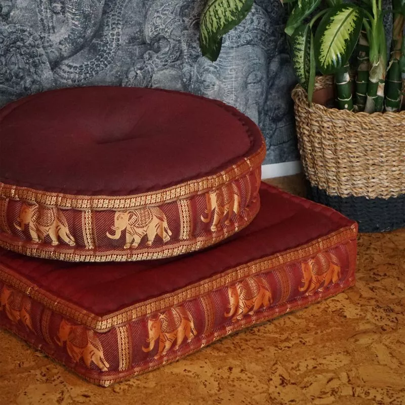 Kapok Zafukissen Groß, Deluxe (Schwarz/Blau/Elefanten Seide) – Bild 2