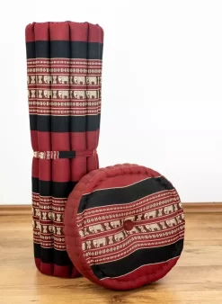 Kapok Meditationskissen Set XL (Rot/Elefanten)