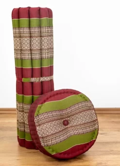 Kapok Meditationskissen Set XL (Rot/Grün)