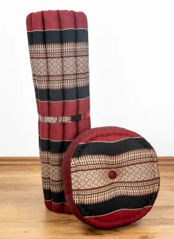 Kapok Meditationskissen Set XL (Rot/Schwarz)