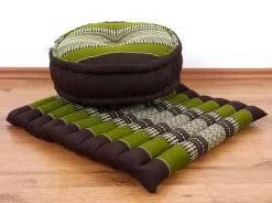 Kapok Meditationskissen Set L (Braun/Grün)