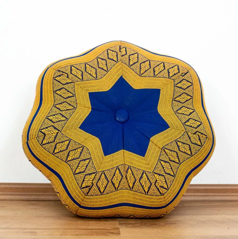 Kapok Zafukissen Stern Groß (Blau/Gelb)