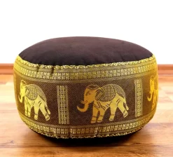 Kapok Zafukissen Klein, Deluxe (Braun/Gold/Elefanten Seide)