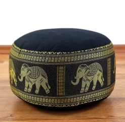 Kapok Zafukissen Klein, Deluxe (Schwarz/Elefanten Seide)